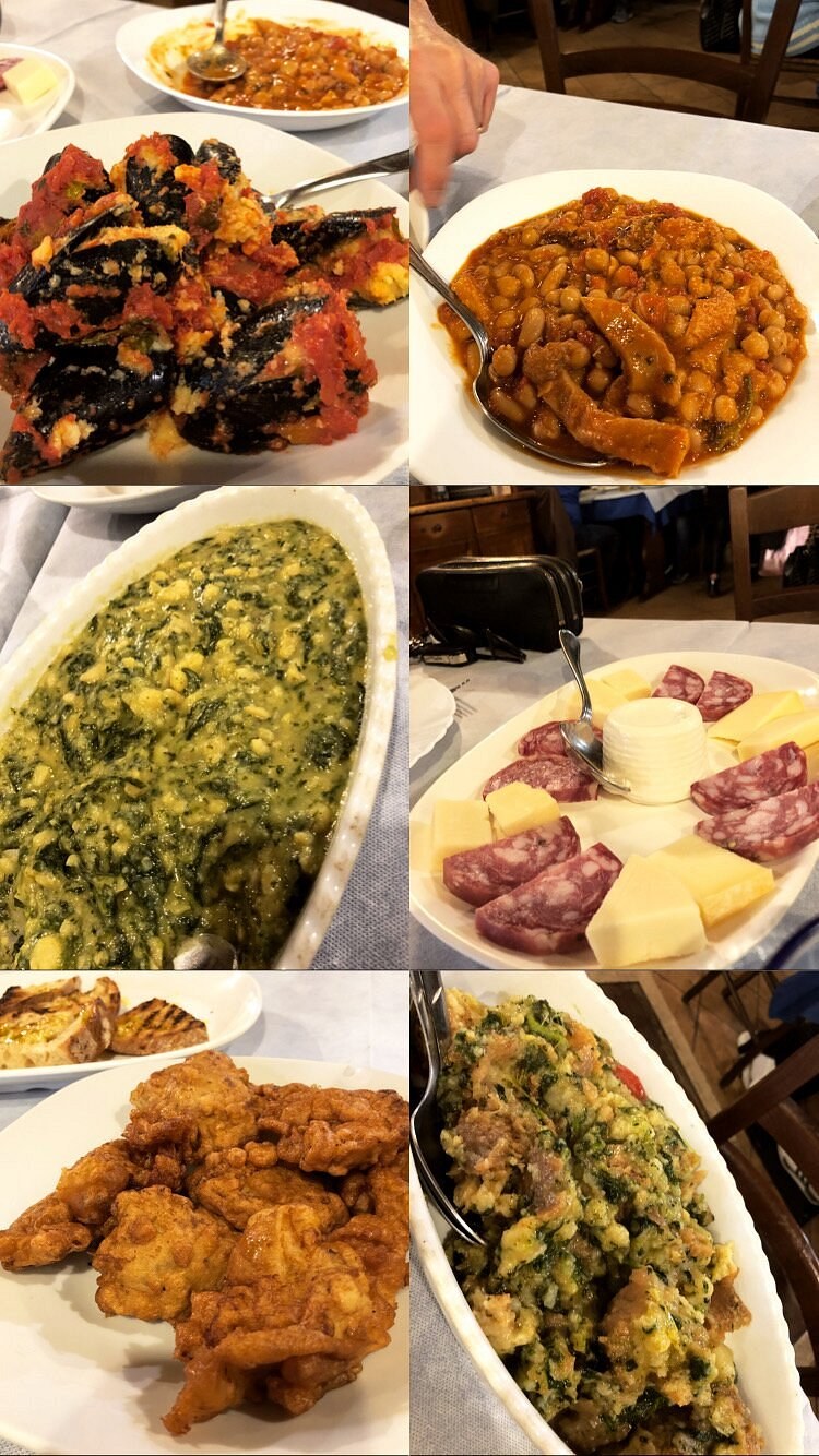 Selezione di antipasti e preparazioni della casa